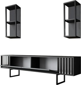 TV-állvány polcokkal Chrome Anthracite and Black