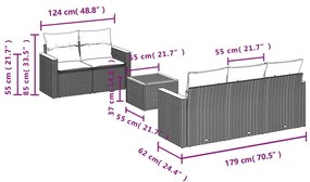 6 részes szürke polyrattan kerti ülőgarnitúra párnákkal