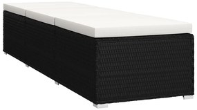 3 részes fekete polyrattan kerti napozóágy szett asztallal