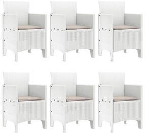 7 részes Kerti Étkezőszett Fehér Poli Rattan