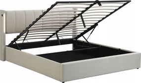 Led kárpitozott ágy 140x200 cm hidraulikus ágy Pu szürke