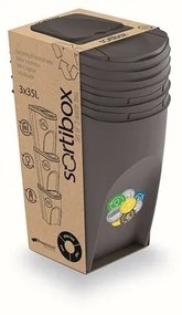 Sortibox  szelektált hulladékgyűjtő 35 L , 3 db, szürke