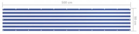 fehér-kék oxford-szövet erkélyparaván 90 x 500 cm