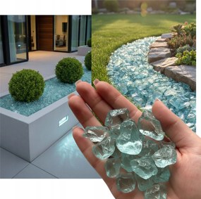 Üveg Kavics Díszkő Turkiz Világos Látványos Dekoratív 1-3CM 5KG