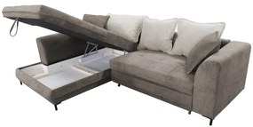 Kihúzható, tárolóval ellátott L-alakú balos sarok ülőgarnitúra LAGOA taupe/szürke