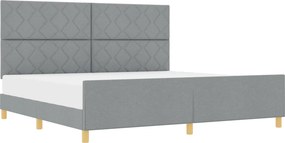 vidaXL Ágykeret fejtámlával Világosszürke 200 x 200 cm szövet