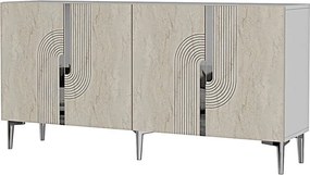 Meyra 180 - White, Travertine, Silver