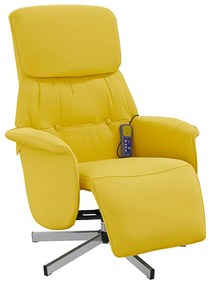 Citromsárga szövet dönthető masszázsfotel lábtartóval