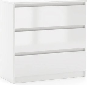 SIMPLE Komoda 80 3S biały/biały połysk