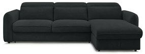 Fekete kinyitható sarokkanapé (variálható) Achille – Bobochic Paris