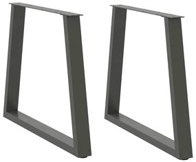 2 db antracitszürke, V-alakú acél étkezőasztal láb 80 x (72-73,3) cm