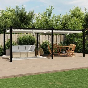 krémszínű alumínium kerti pavilon behúzható tetővel 3 x 6 m