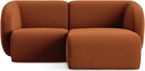 Terrakotta színű bársony sarokkanapé (jobb oldali-heverő résszel) Lani – Makamii