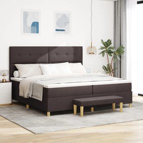 Box Spring Ágy Matraccal és Pad Dark Brown 200x200 cm Szövet