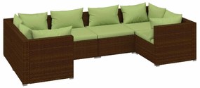 6 részes barna polyrattan kerti ülőgarnitúra párnákkal