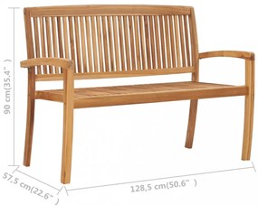 2 személyes tömör tíkfa kerti pad asztallal 128,5 cm