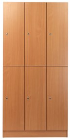 Visio fa szekrény - 6 doboz, 90 x 45 x 185 cm, hengeres zár, bükkfa