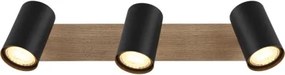 Globo 57905-3 Mennyezeti lámpa, fekete matt fém spotlámpa, sötét fa mintázatú MDF, HxSzxM: 410x60x152mm, 3x GU10 35W 230V izzók nélkül