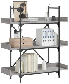 3-szintes szürke sonoma szerelt fa könyvespolc 100x33x108,5 cm
