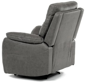 TV és relax Fotel kézi vezérléssel, szürke szövettel bevonva, vintage dekorációval