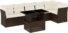 vidaXL 7 részes barna polyrattan kerti ülőgarnitúra párnákkal