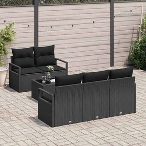 Kerti Kanapé Szett 6 pcs Fekete 55 x 55 x 37 cm polirattan
