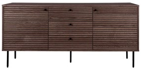 Sötétbarna alacsony komód tölgyfa dekorral 150x74 cm Kyoto – House Nordic