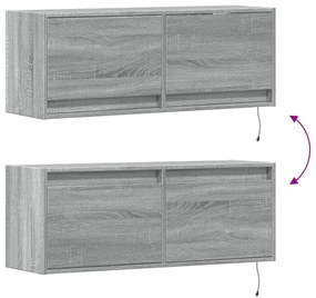 szürke sonoma színű fali TV-szekrény LED-ekkel 100 x 31 x 35 cm