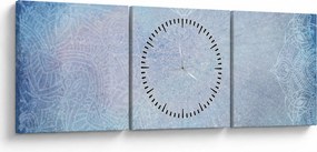 Kép - Mandalák kékszínben (órával) (90x30 cm)