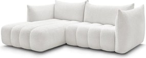 Fehér buklé sarokkanapé (bal oldali-heverő résszel) Azra – Bobochic Paris