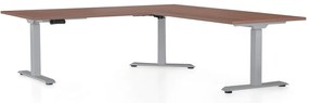 OfficeTech Angle állítható magasságú asztal, 180 + 120 cm, szürke alap, dió