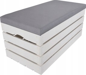 Nagy Puff Tároló Fehér Ülő Fenyő Láda