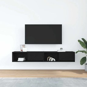 2 db fekete tölgy színű szerelt fa TV-szekrény 80x31x25,5 cm