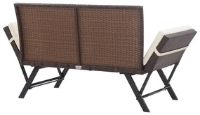 barna polyrattan kerti pad párnával 176 cm