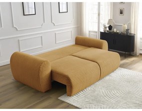 Mustársárga kordbársony kinyitható kanapé 257 cm Lucien – Bobochic Paris