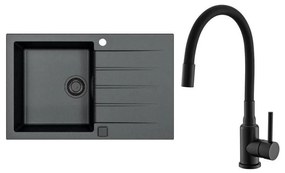 ALVEUS SETA23231 - Konyhai mosogató CADIT + MINTAS mosogatócsaptelep 34 cm gránit/fekete