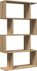 vidaXL 4 szintes kézműves tölgy fa elválasztó könyvespolc 70x24x129 cm