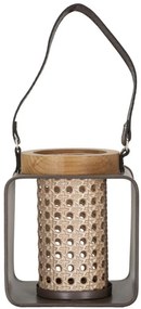 Lámpás vas-rattan 16x13x20cm