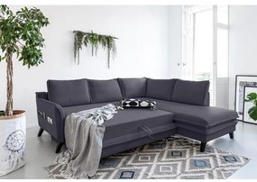 Charming Charlie L antracit kinyitható sarokkanapé, jobb oldali - Miuform