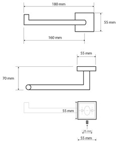 SAPHO XQ703 X-Square WC-papír tartó fedő nélkül,18 x 5,5 x 7 cm, ezüst