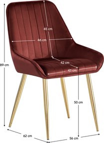 Étkezőszék, bordó Velvet anyag/gold króm-arany, PERLIA