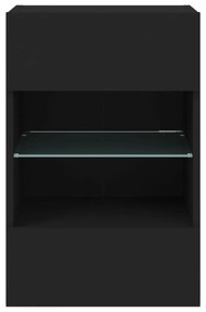 fekete fali TV-szekrény LED-világítással 40x30x60,5 cm