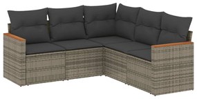 5 részes szürke polyrattan kerti ülőgarnitúra párnákkal