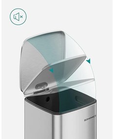 30 literes acél pedálos szemetes belső vödörrel, metál ezüst