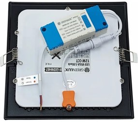 LED Beépíthető lámpa VEGA LED/12W/230V 2900/3900/5800K 17,5x17,5 cm fekete