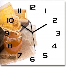 Nagy üveg falióra, csendes mechanizmus Méz 60x60 cm