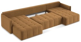 Terrakotta színű kinyitható-tárolóhelyes (U alakú) sarokkanapé Moku – Makamii