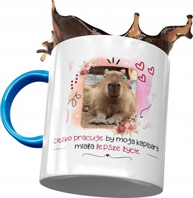 Kapibara Kék Bögre Születésnapra Ajándék Nyomtatott Fotóval