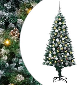 vidaXL Mű karácsonyfa 300 LED-del Zöld 180 cm PVC és Acél és Műanyag