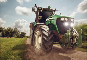 Fotótapéta Zöld Traktor Vinyl út 254x184 energia optimizmus mező +ragasztó